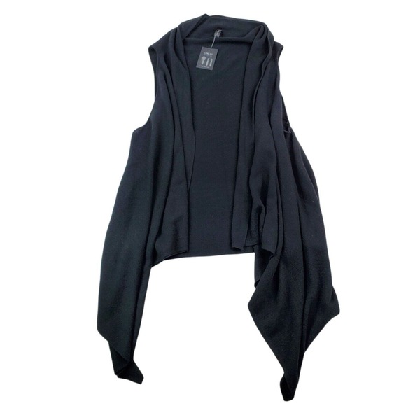 CC - Lane Bryant Women Vest One Size Solid Black Sleeveless Kimono Layering NWT - Picture 1 of 7